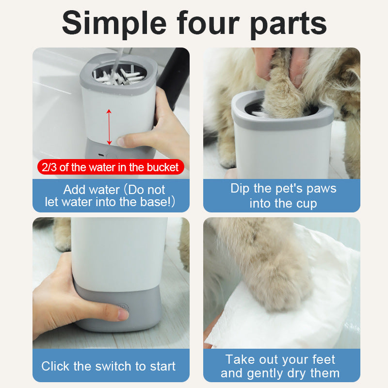 Automatic Electric Pet Paw Cleaner Cup – Rechargeable USB Dog & Cat Paw Washer with Soft Silicone Bristles for Muddy Paws