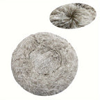 Plush Round Machine-Washable Calming Pet Bed for Dogs & Cats | Soft Long Plush Warm Sleeping Cushion