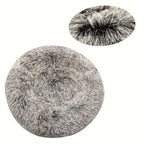 Plush Round Machine-Washable Calming Pet Bed for Dogs & Cats | Soft Long Plush Warm Sleeping Cushion