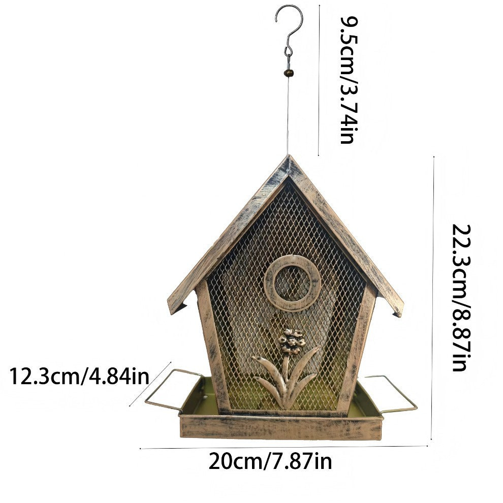 Decorative Bronze Metal Bird Feeder for Garden & Patio – Weather-Resistant Hanging Hummingbird Feeder for Outdoor Bird Watching