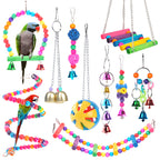 Colorful Parrot Bell Toy with Hanging Chain