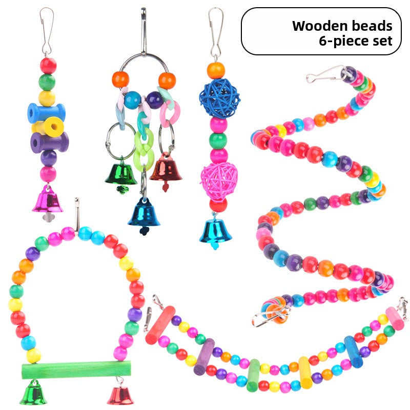 Colorful Parrot Bell Toy with Hanging Chain
