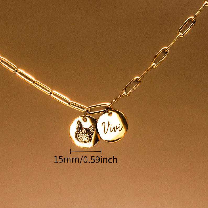 Custom Pet Photo Engraved Necklace