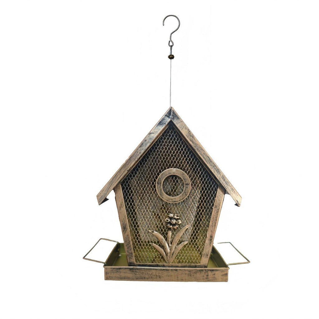 Decorative Bronze Metal Bird Feeder for Garden & Patio – Weather-Resistant Hanging Hummingbird Feeder for Outdoor Bird Watching