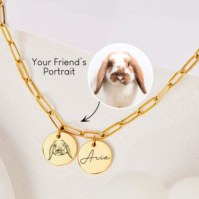 Custom Pet Photo Engraved Necklace