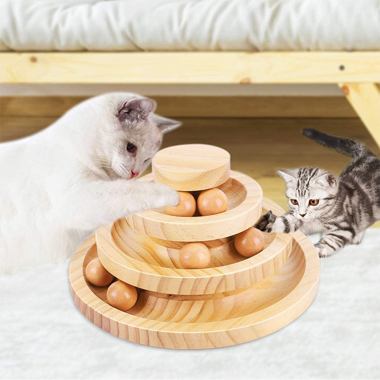 Wooden Multi-Layer Cat Turntable Toy