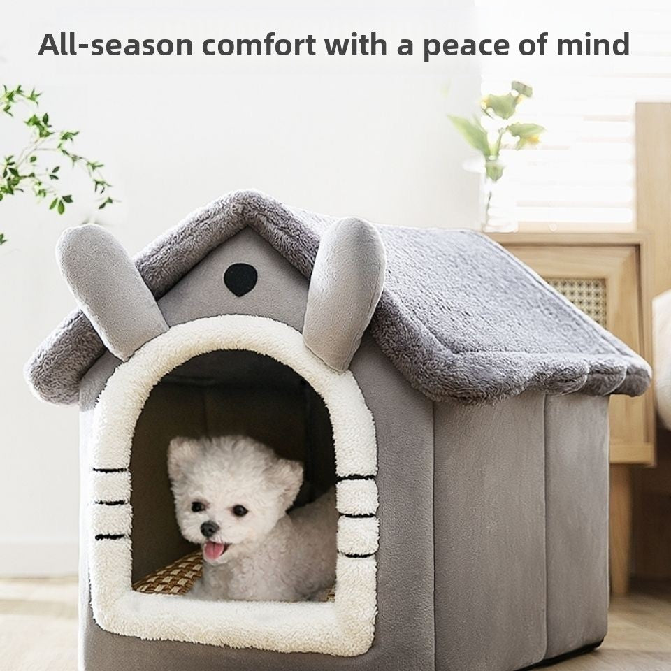 Warm Indoor Cat House Bed & Small Dog Cave Bed – Washable Plush Pet Nest with Thermal Insulation for Winter Comfort