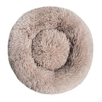 Plush Round Machine-Washable Calming Pet Bed for Dogs & Cats | Soft Long Plush Warm Sleeping Cushion
