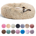 Plush Round Machine-Washable Calming Pet Bed for Dogs & Cats | Soft Long Plush Warm Sleeping Cushion