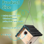 Wooden Hanging Birdhouse & Bird Feeder for Outdoor Gardens – Natural Wood Bird Shelter for Wild Birds and Backyard Wildlife