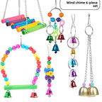 Colorful Parrot Bell Toy with Hanging Chain