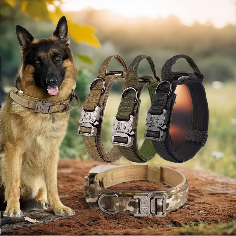 Heavy Duty Tactical Dog Collar & Leash Set for Large Dogs - Adjustable Nylon Military Training Collar with Secure Buckle