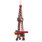 Parrot Chew Toy with Wooden Blocks & Cotton Rope – Hanging Bird Cage Enrichment Toy for Parrots, Cockatiels, Lovebirds & Small Birds