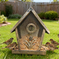 Decorative Bronze Metal Bird Feeder for Garden & Patio – Weather-Resistant Hanging Hummingbird Feeder for Outdoor Bird Watching