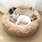 Plush Round Machine-Washable Calming Pet Bed for Dogs & Cats | Soft Long Plush Warm Sleeping Cushion