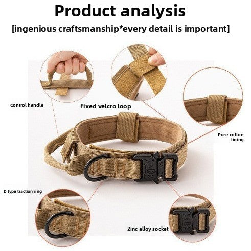 Heavy Duty Tactical Dog Collar & Leash Set for Large Dogs - Adjustable Nylon Military Training Collar with Secure Buckle