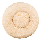 Plush Round Machine-Washable Calming Pet Bed for Dogs & Cats | Soft Long Plush Warm Sleeping Cushion