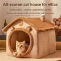 Warm Indoor Cat House Bed & Small Dog Cave Bed – Washable Plush Pet Nest with Thermal Insulation for Winter Comfort