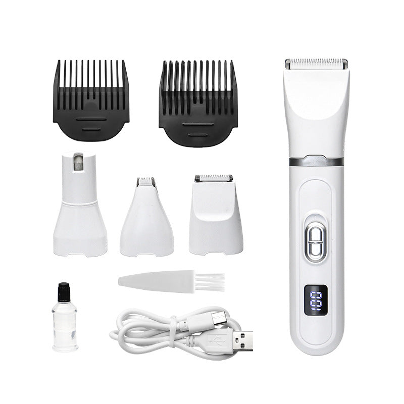 4-in-1 Pet Grooming Clipper & Nail Grinder – USB Rechargeable Dog and Cat Grooming Kit with Digital Display