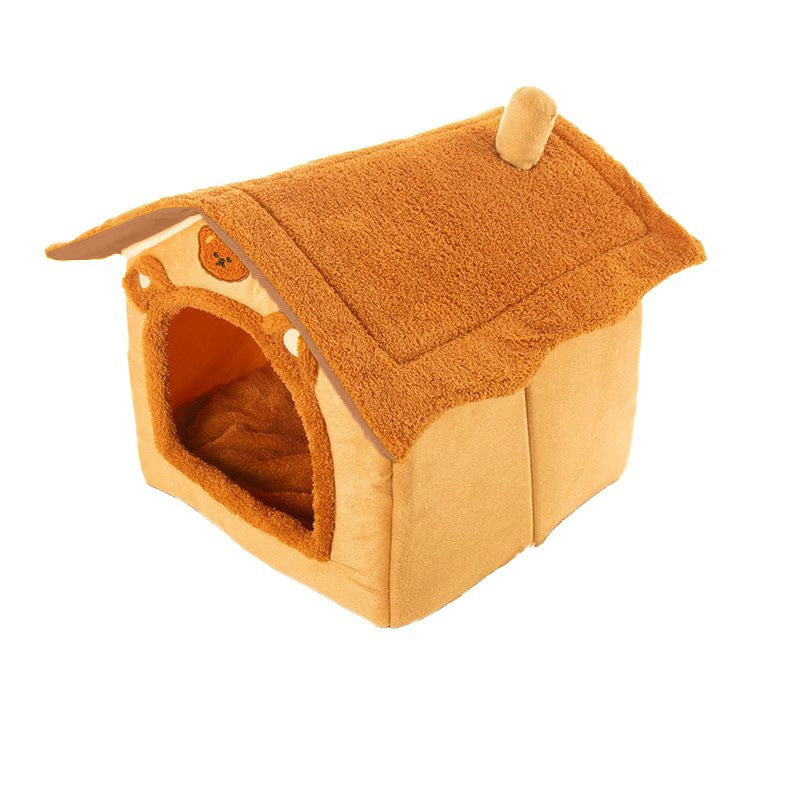 Warm Indoor Cat House Bed & Small Dog Cave Bed – Washable Plush Pet Nest with Thermal Insulation for Winter Comfort
