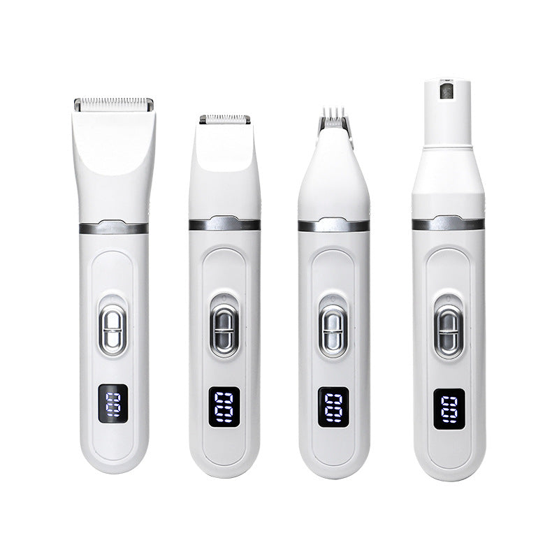 4-in-1 Pet Grooming Clipper & Nail Grinder – USB Rechargeable Dog and Cat Grooming Kit with Digital Display