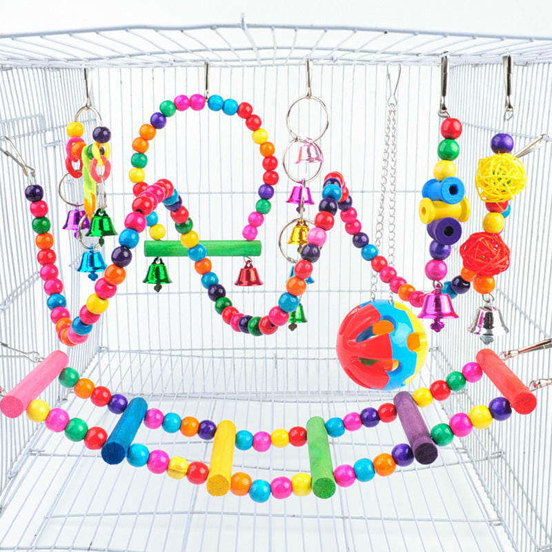 Colorful Parrot Bell Toy with Hanging Chain
