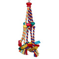 Parrot Chew Toy with Wooden Blocks & Cotton Rope – Hanging Bird Cage Enrichment Toy for Parrots, Cockatiels, Lovebirds & Small Birds