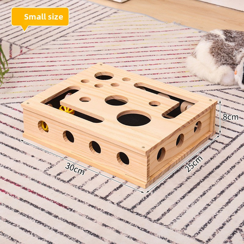 Solid Wood Maze Cat Scratching Puzzle Toy Box