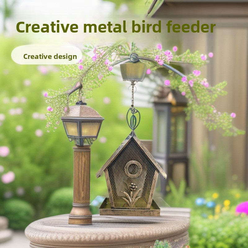 Decorative Bronze Metal Bird Feeder for Garden & Patio – Weather-Resistant Hanging Hummingbird Feeder for Outdoor Bird Watching